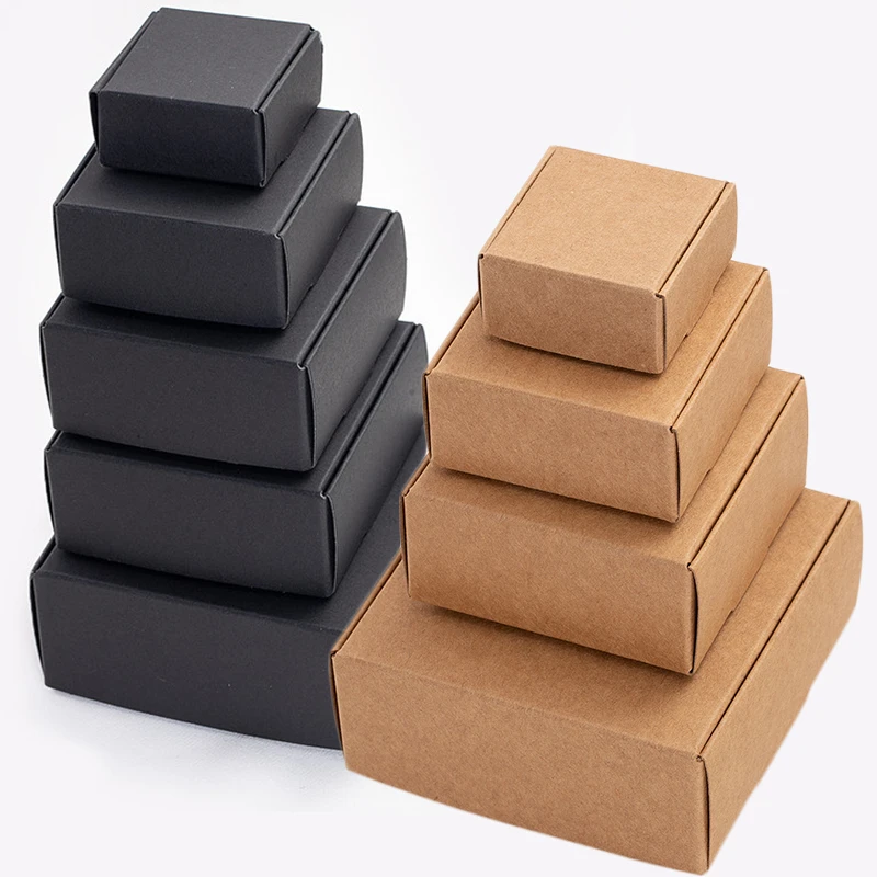 

10pcs/lot DIY Kraft Gift Boxes Blank White/Brown/Black Paper Small Soap Box Kraft Cardboard Mini Jewelry Packing Storage Box