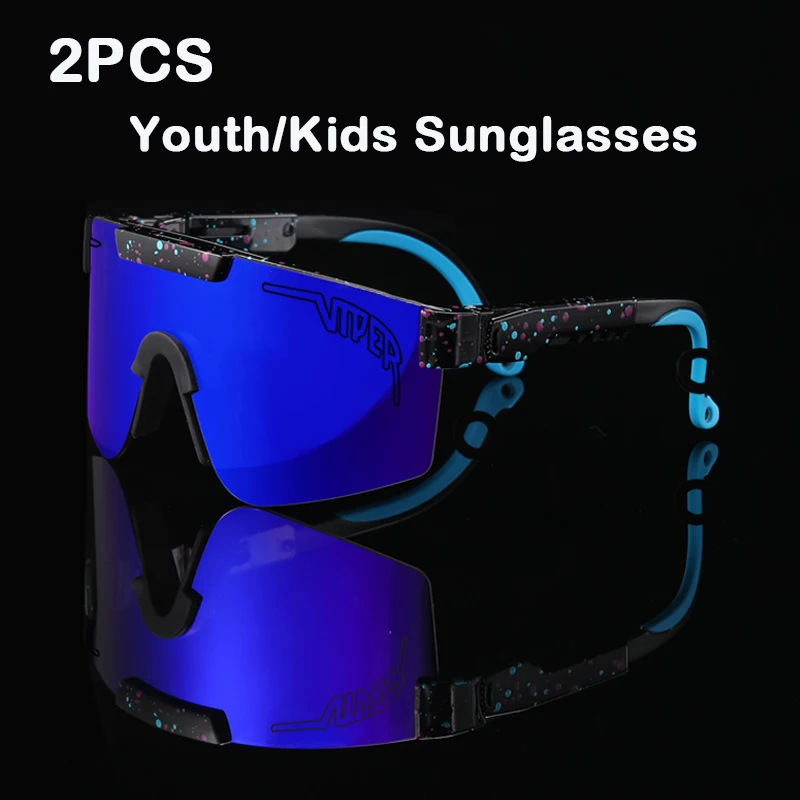 

2PCS Youth Kids Pit Viper Sunglasses UV400 Sun Glasses Outdoor Sports Baseball Eyewear Mtb Bike Bicycle Goggles