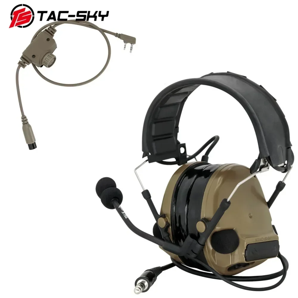 TS TAC-SKY Tactical COMATC III Headset with RAC kenwood Plug PTT Noise Canceling Tactical COMATC III Headset（DE）