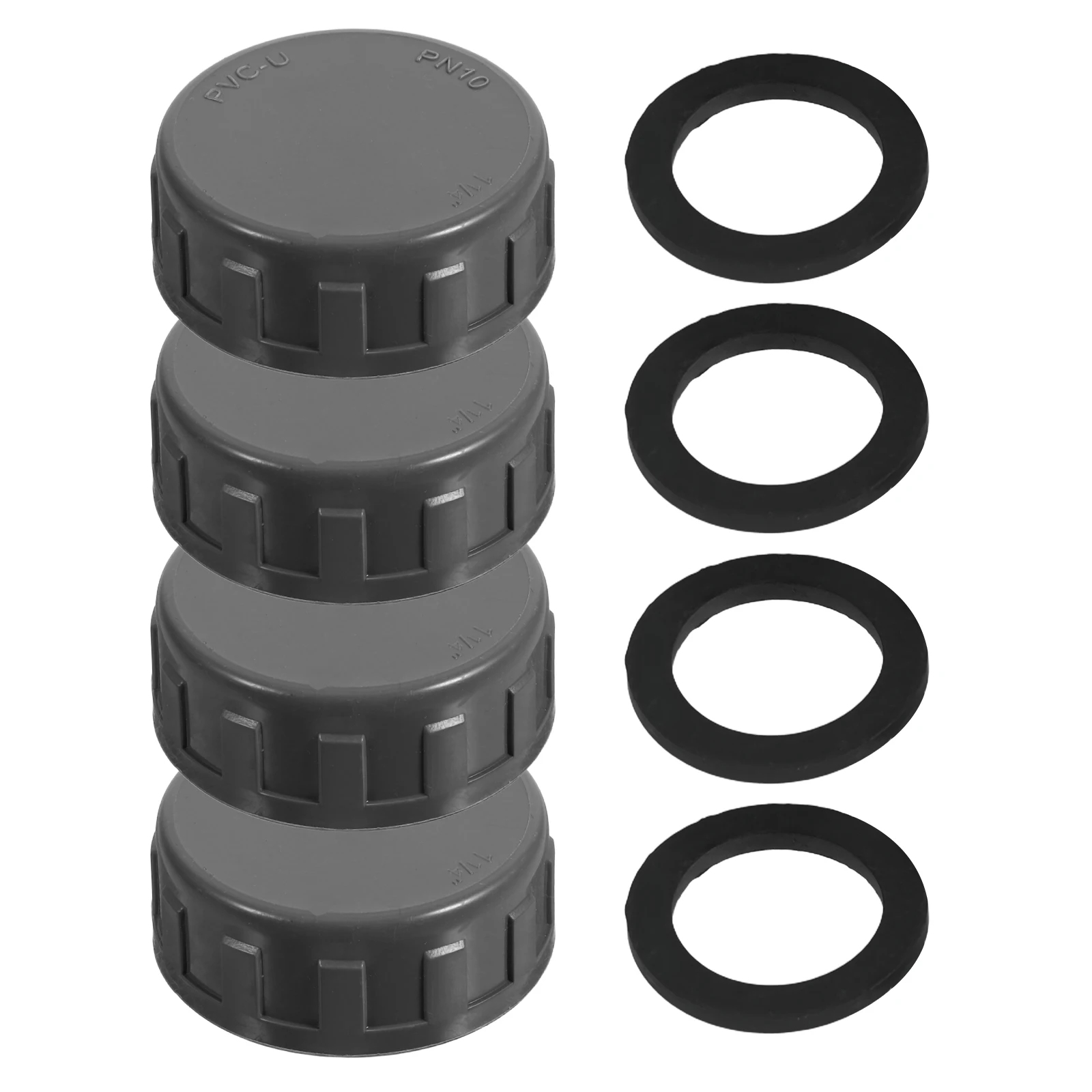 4 Sets 40 mm Innengewinde PVC Grau Farbe Spezielle Unterlegscheibe Wasserrohrverschraubung Innengewinde Rohrkappe PVC Sanitärkappe Robust