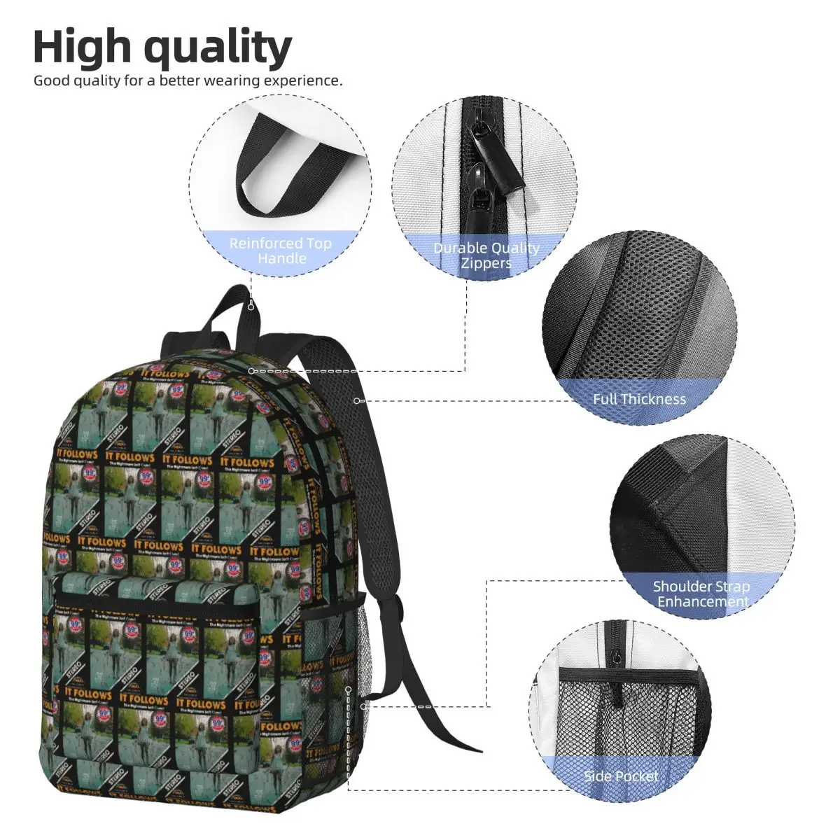 Steelberg Vhs Cover It Follows Backpack Student BookBag Children School Bag Computer Shoulder Bags for Men Women