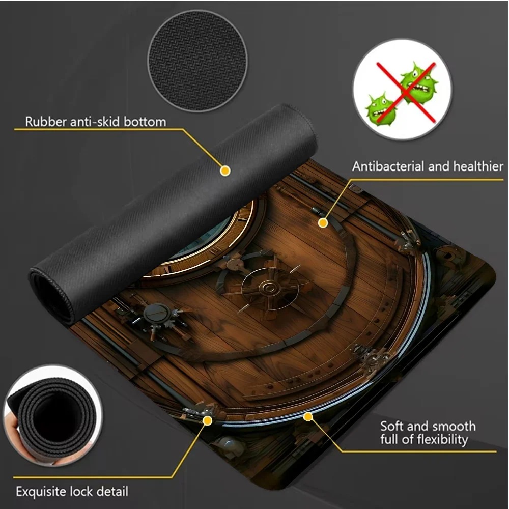 1pc gaming mouse pad vintage bússola design mousepad grande teclado com base de borracha antiderrapante costurado borda deskpad