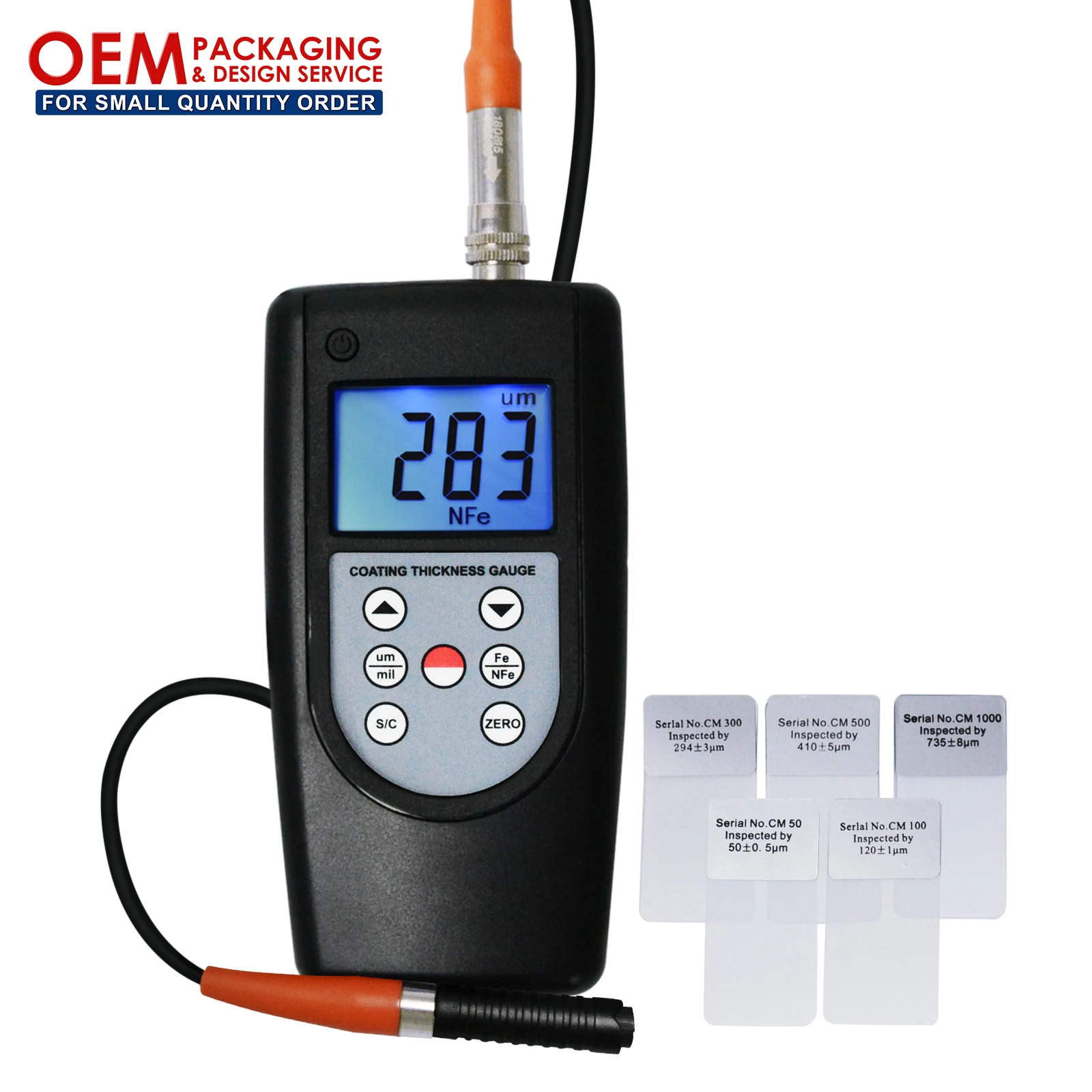 Coating Thickness Meter Gauge 0~2000um 0~80mil F & NF Magnetic Induction Eddy Current Auto Detection (OEM Packaging Available)