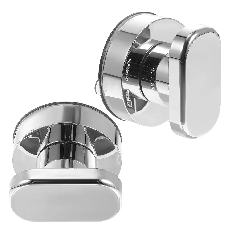 

2pcs Silver Small Suction Cup Door Handle Bathroom Glass Fridge Cabinet Toilet Easy Installation No Drilling Anti Slip Grip