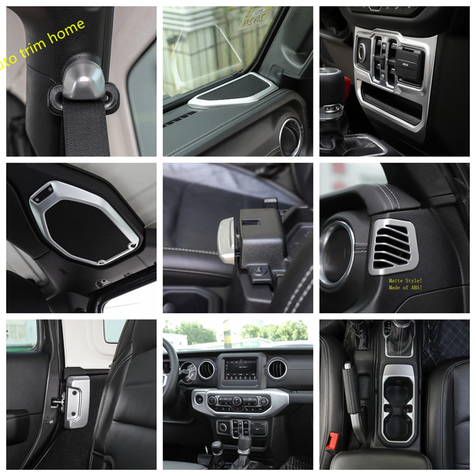 

Dashboard Air Conditioner Panel Water Cup Holder Door Speaker Frame Cover Trim For Jeep Wrangler JL 2018 - 2022 Car Accessories