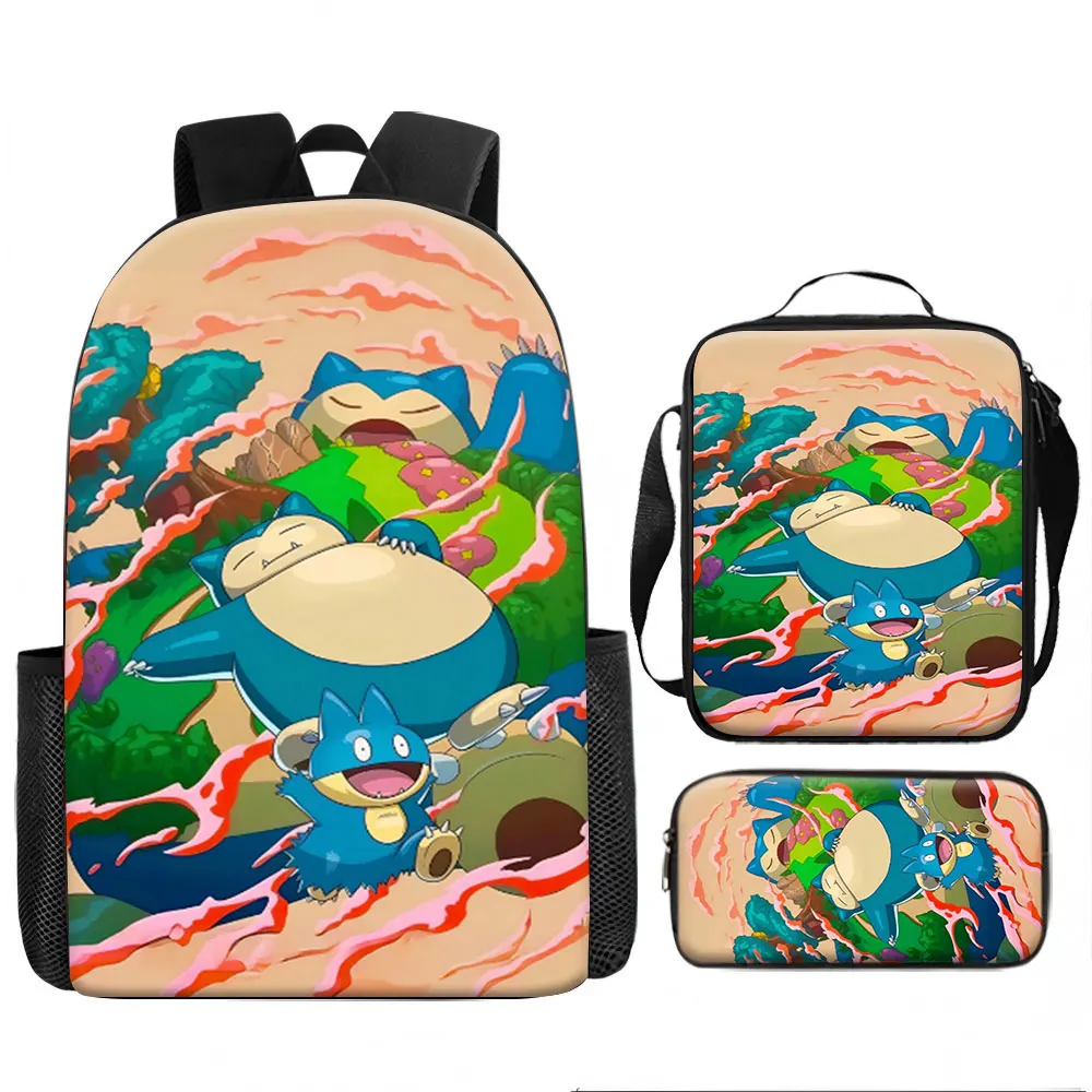 Sac pour enfants, Pokémon, ensemble de 3 sacs à dos Pokémon Mega Evolution, mignon, imprimé 3D, respirant, grande capacité, bagages de voyage
