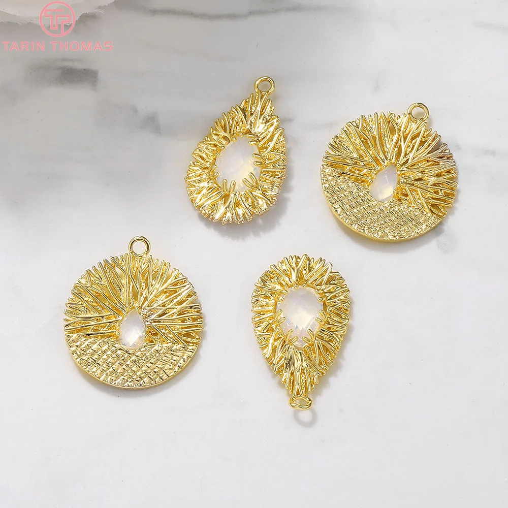 (1910)4 PCS 14x23 MM 24K Gold Farbe Messing Mit Zirkon Oval Reben Drop Charms Anhänger Hohe Qualität