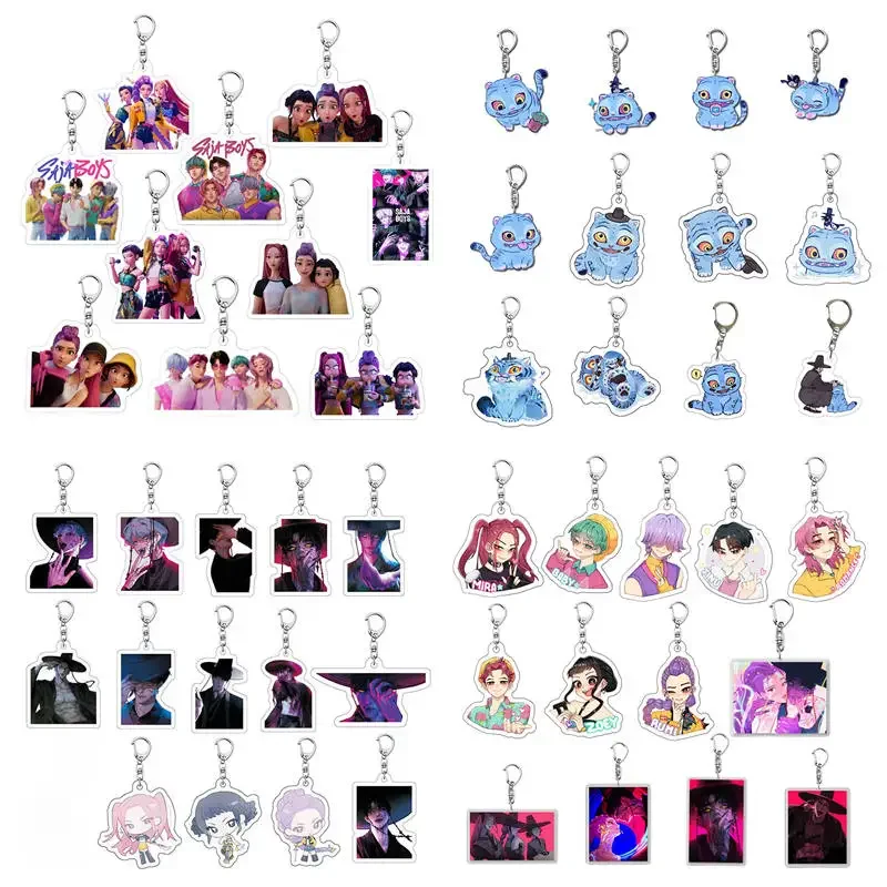 2026@@K-pop Demon HHunters Keychains Huntrix Korean Anime Cartoon Key Chains Kpop Backpack Hanging Pendant Ssaja Boyyys Keychain