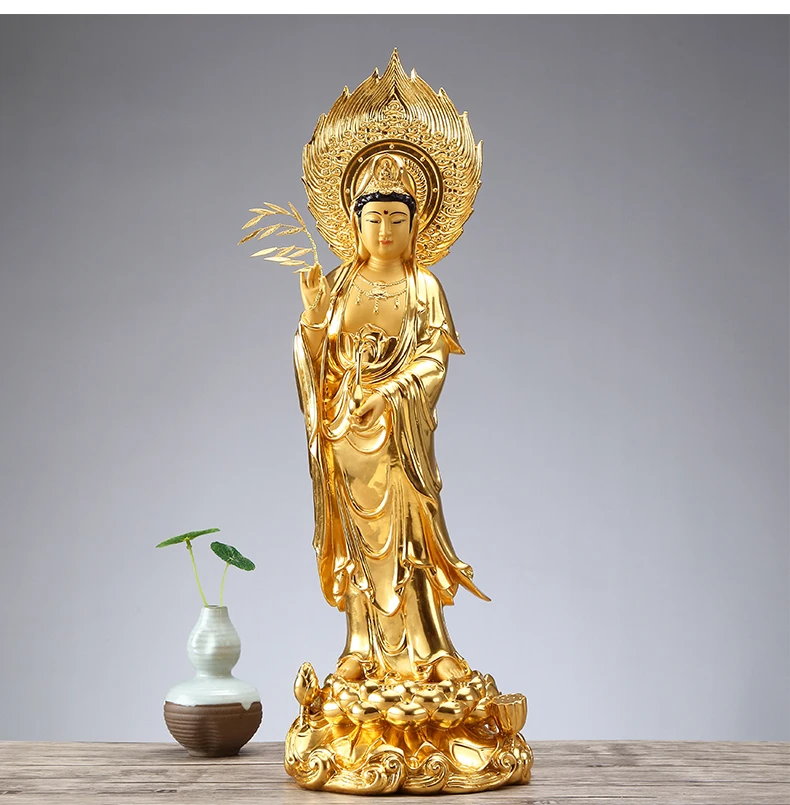 58CM Large Asia high grade gold gilding Guan yin PUSA Avalokitesvara Buddha statue HOME shrine Efficacious FENG SHUI