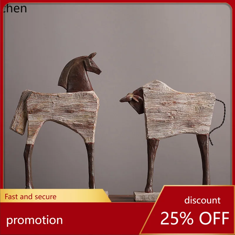 

HXL Horse Ornament Resin Craft Living Room Decoration Wine Cabinet Entrance Ornament