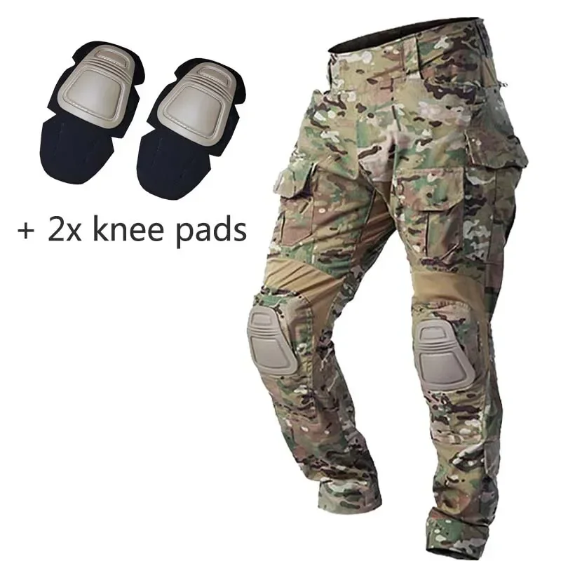 

Men Tactical Pants with Knee Pads Men Work Pants Camouflage Multicam Trekking Hunting Clothes Mens