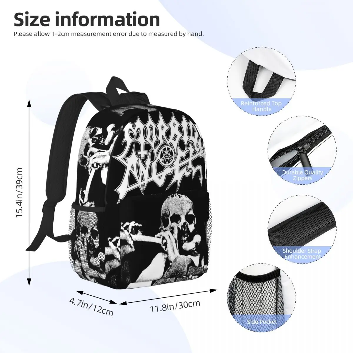 Morbid Angel Heavy Metal Band Backpack Student Boys Girls BookBag Kids School Bag Laptop Shoulder Bags for Men Women