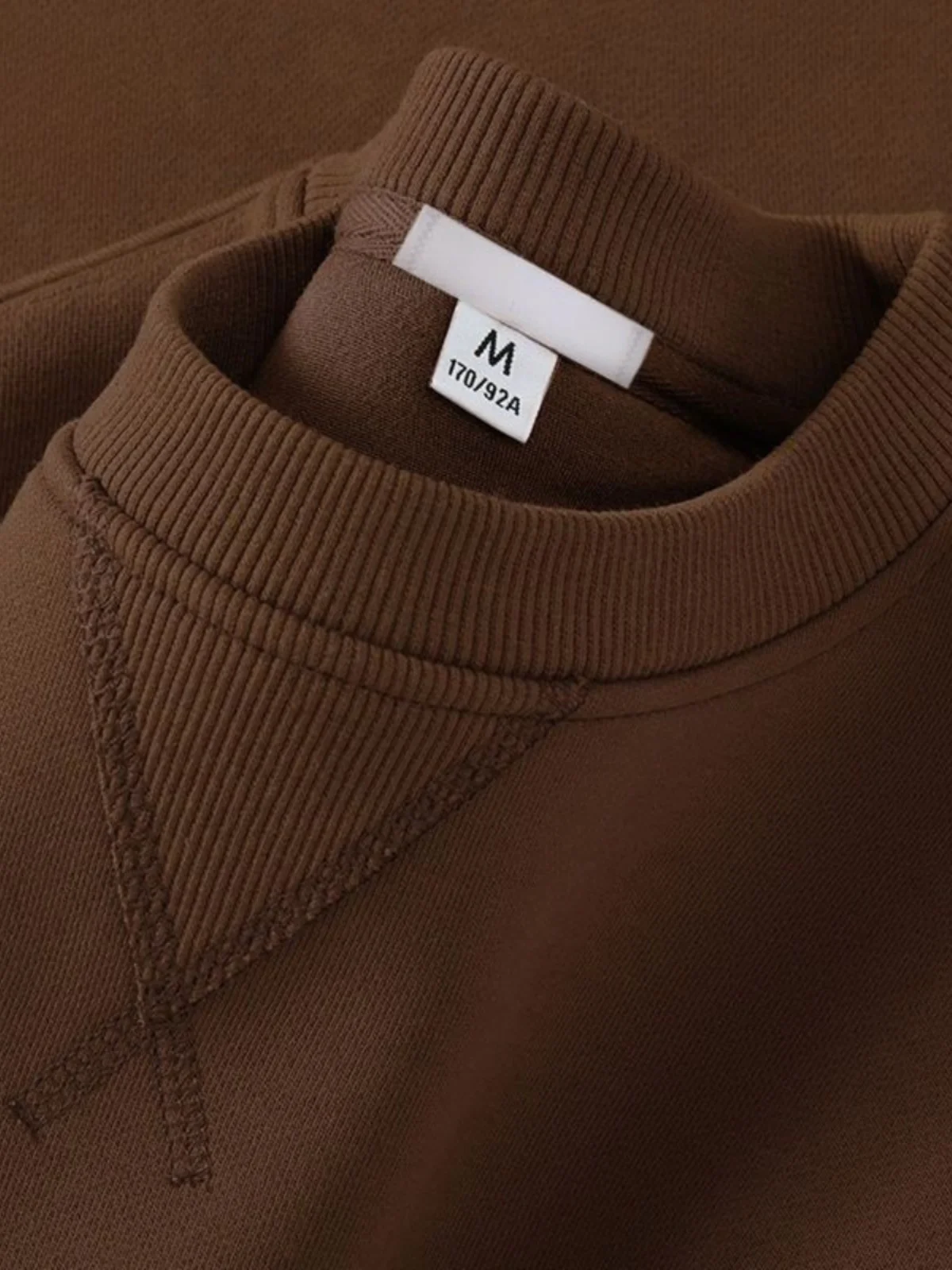 Chinese Goods Earth Color Series Heavy Hoodie Men's Spring and Autumn round Neck Top M Coffee Color American Hoodless Men's O...