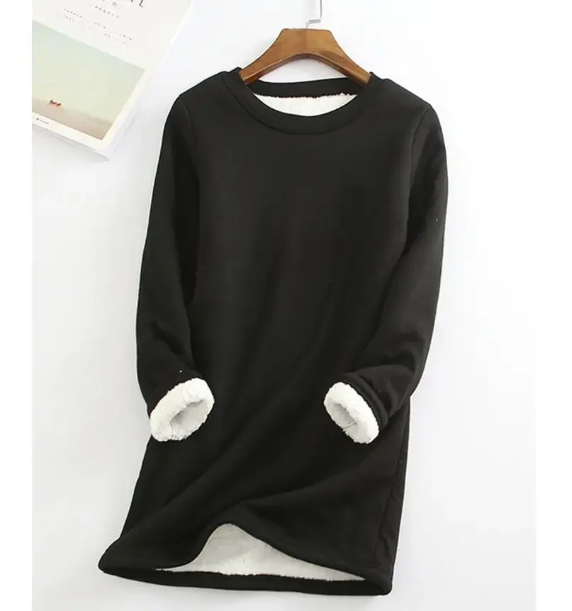 

Autumn Winter Knitted Sweater Women Pullover O Neck Long Sleeve Femmle Loose Plus Size Warm Sweater Female Long Add Plush Tops