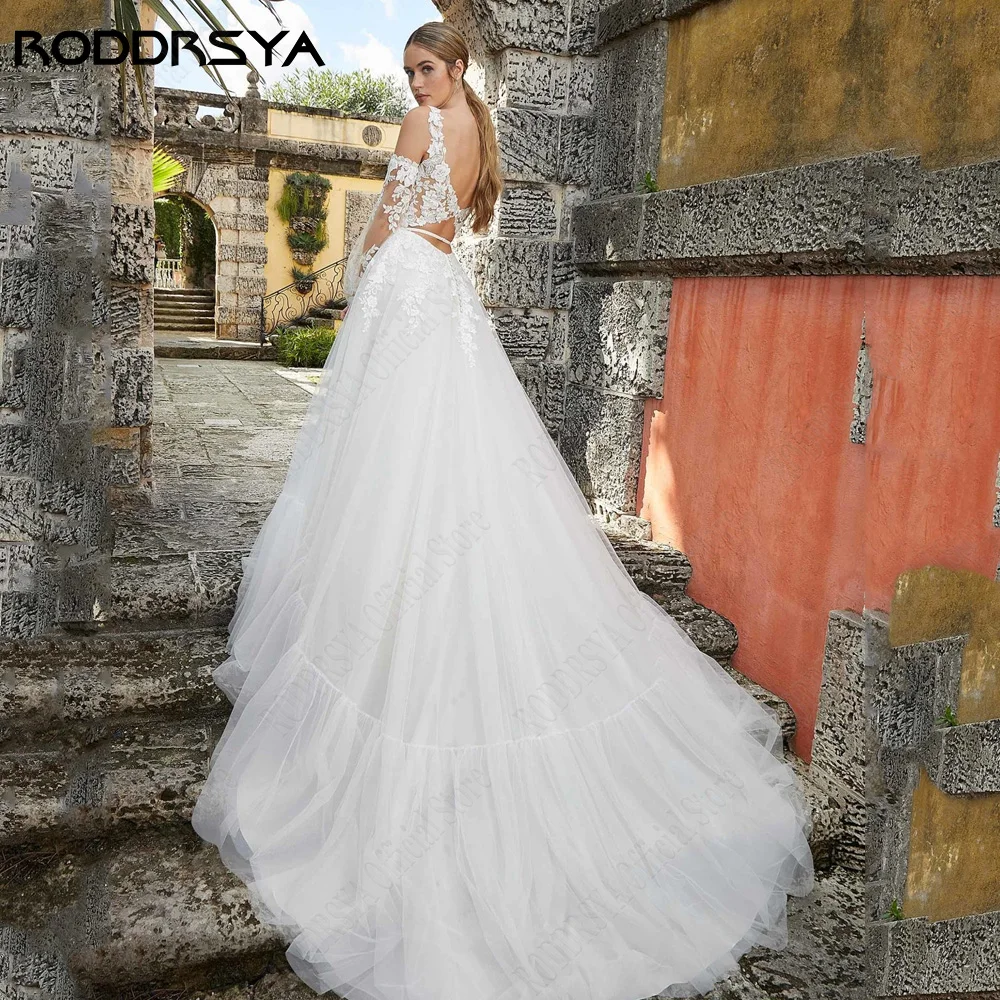 RODDRSYA Princess Lace Wedding Dress 2024 Detachable Sleeves Backless Bridal Gowns Custon Made A-Line Tulle vestidos de novia