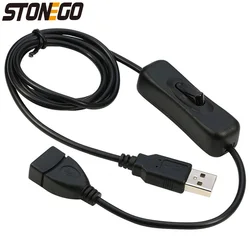 STONEGO USB Switch Extension Cable Support Data Transmit and Power Supply with On/Off Power Switch for LED Strips, USB Devices