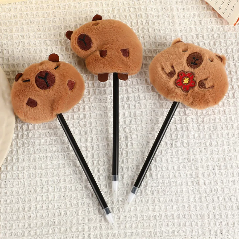 

1PCS Cartoon Capybara Plush Doll Ballpoint Pen Creative Learning Stationery Writing Gift Pen