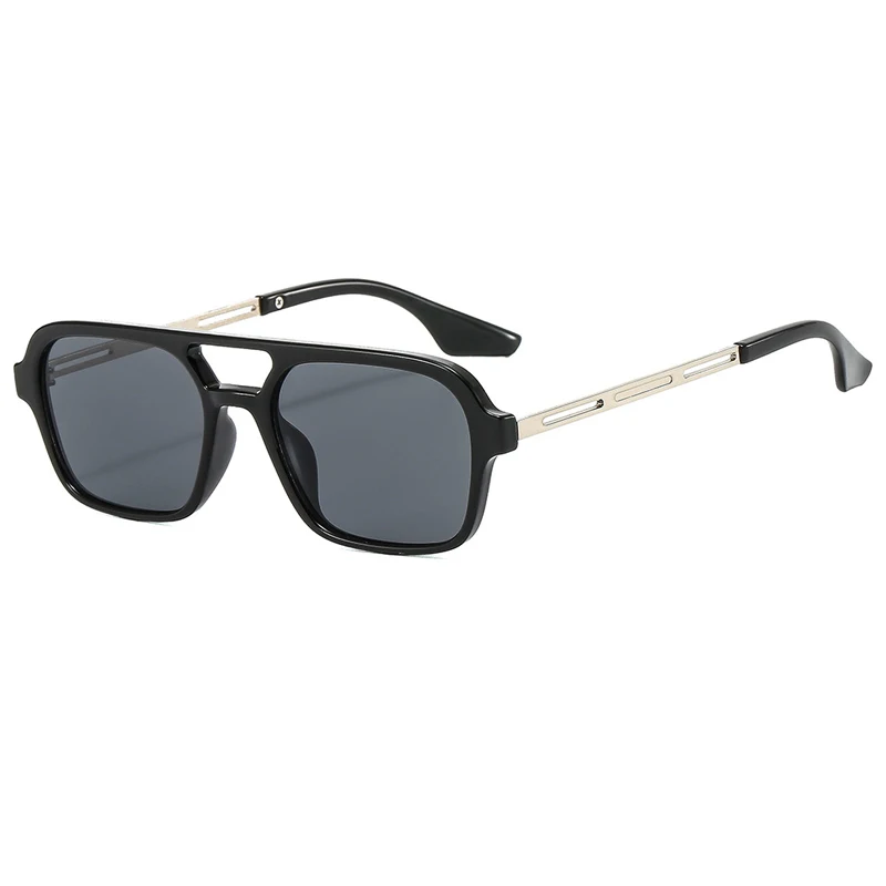 Okulary przeciwsłoneczne w stylu retro z kwadratową ramką dla mężczyzn i kobiet z tymi samymi europejskimi i amerykańskimi okularami przeciwsłonecznymi z podwójną wiązką Trend do noszenia dekoracyjnych