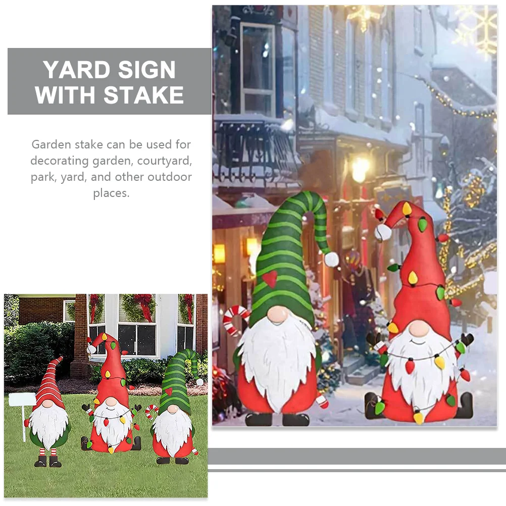 

2Pcs Christmas Santa Garden Stakes Iron Outdoor Yard Decoration Xmas Lawn Inserted Sign Festive Garden Christmas Decorations