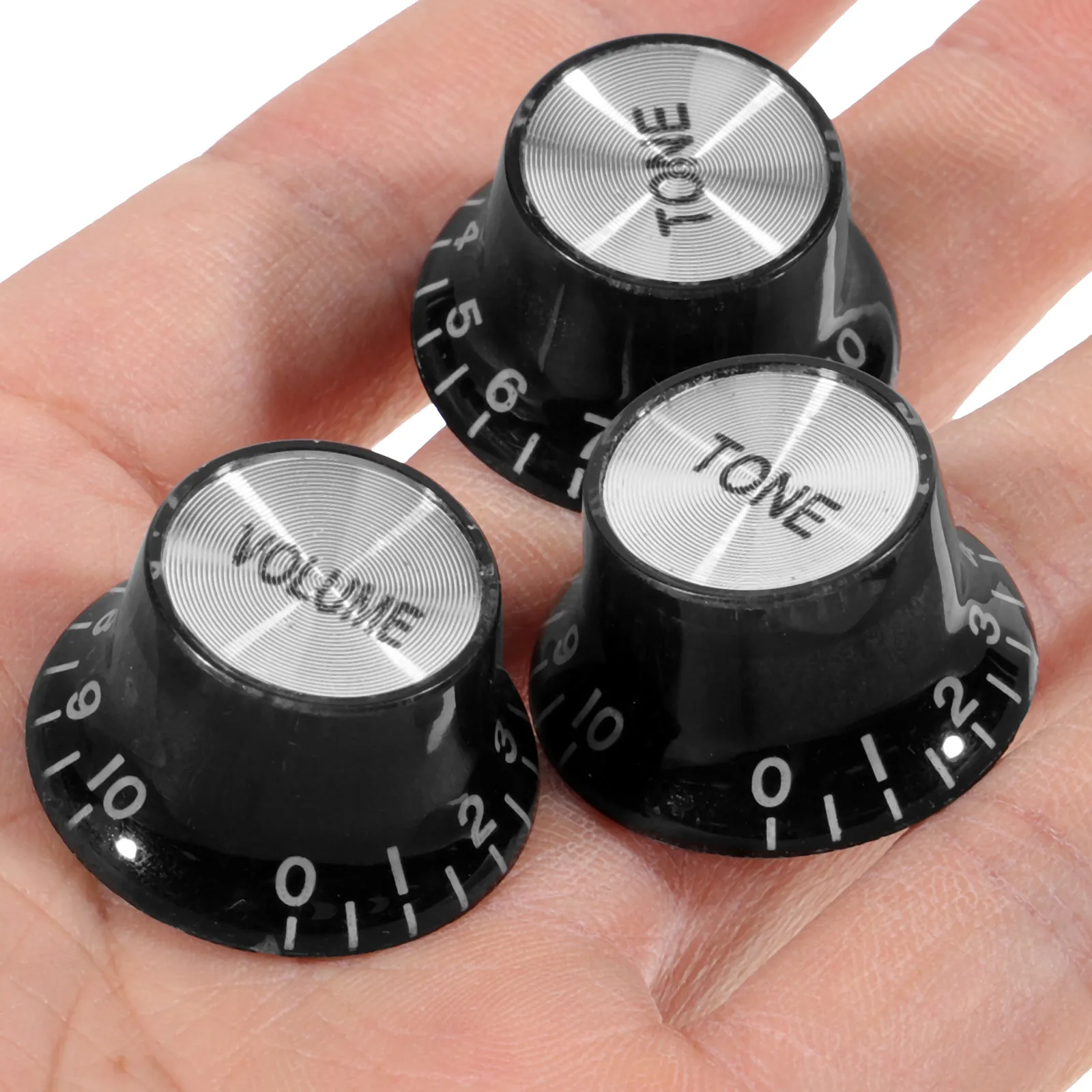 

3pcs Volume Knobs For Electric Guitar Black Abs Tone Control Replacement Parts Guitar Sound Knob Caps Fit Standard Potentiometer