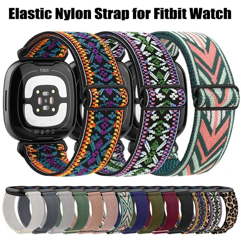 

Эластичный нейлоновый ремешок для часов Fitbit Versa 3/Versa 4, ремешок для браслета Fitbit Sense/ Sense 2, сменный ремешок для наручных часов