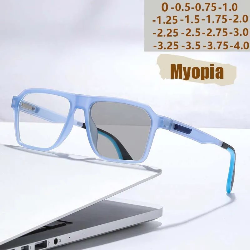 New Anti Slip Eyeglass Frame, Light Sensitive Color Changing Spring Foot Flat Mirror, Anti Blue Light Myopia Glasses 6078