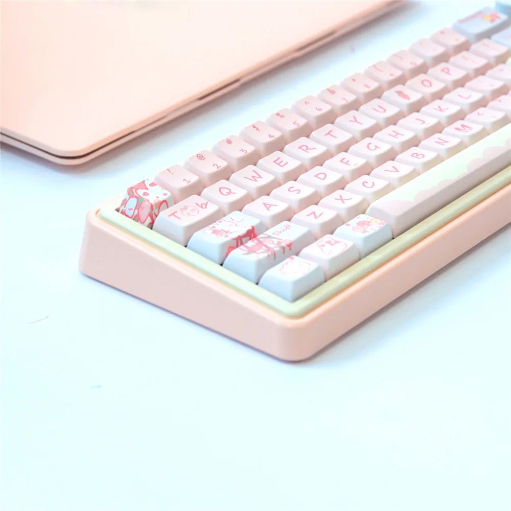 148 Keys MDA keycaps fragrant rabbit theme ball caps PBT pink five-sided heat sublimation For MX Switch Fit 61/64/66/68 Keyboard