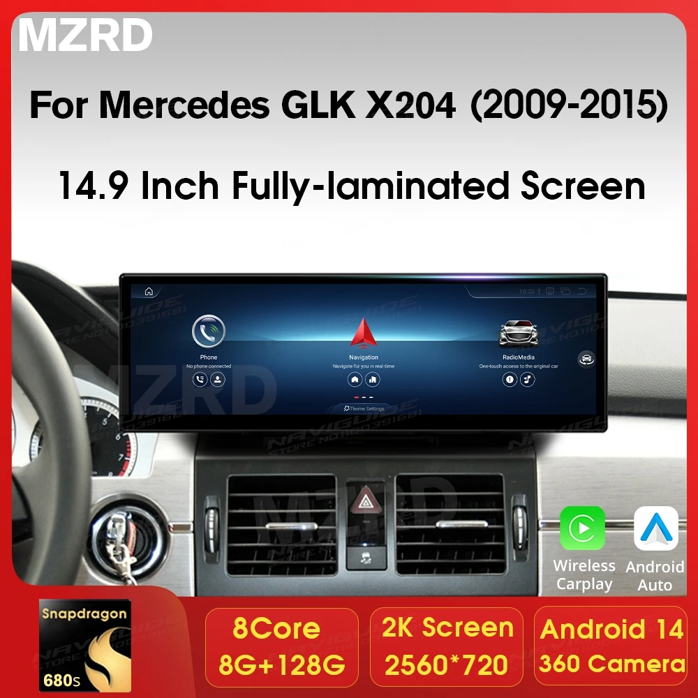 MZRD 10.25'' 14.9'' Android 14 For Mercedes GLK X204 2009-2015 NTG 4.0 4.5 Car Multimedia Player Wireless Carplay Auto BT