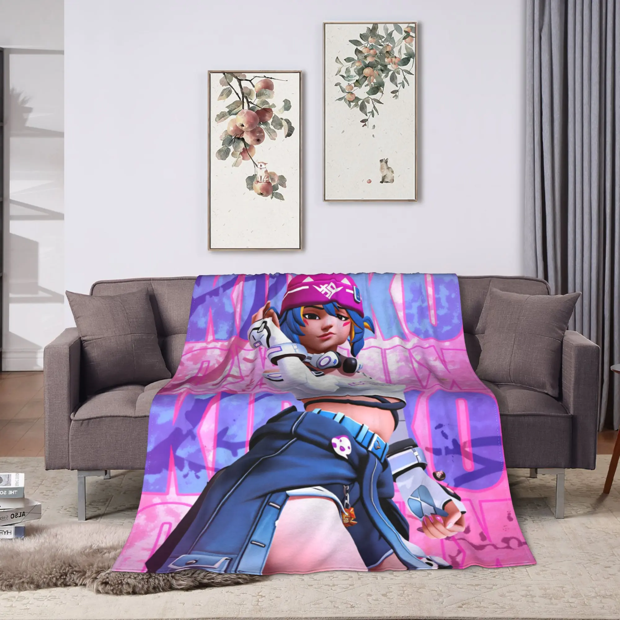 Overwatch Kiriko Blanket Quality Super Warm  Throw Blanket Winter Decorative Couch Bed Aesthetic Bedspread