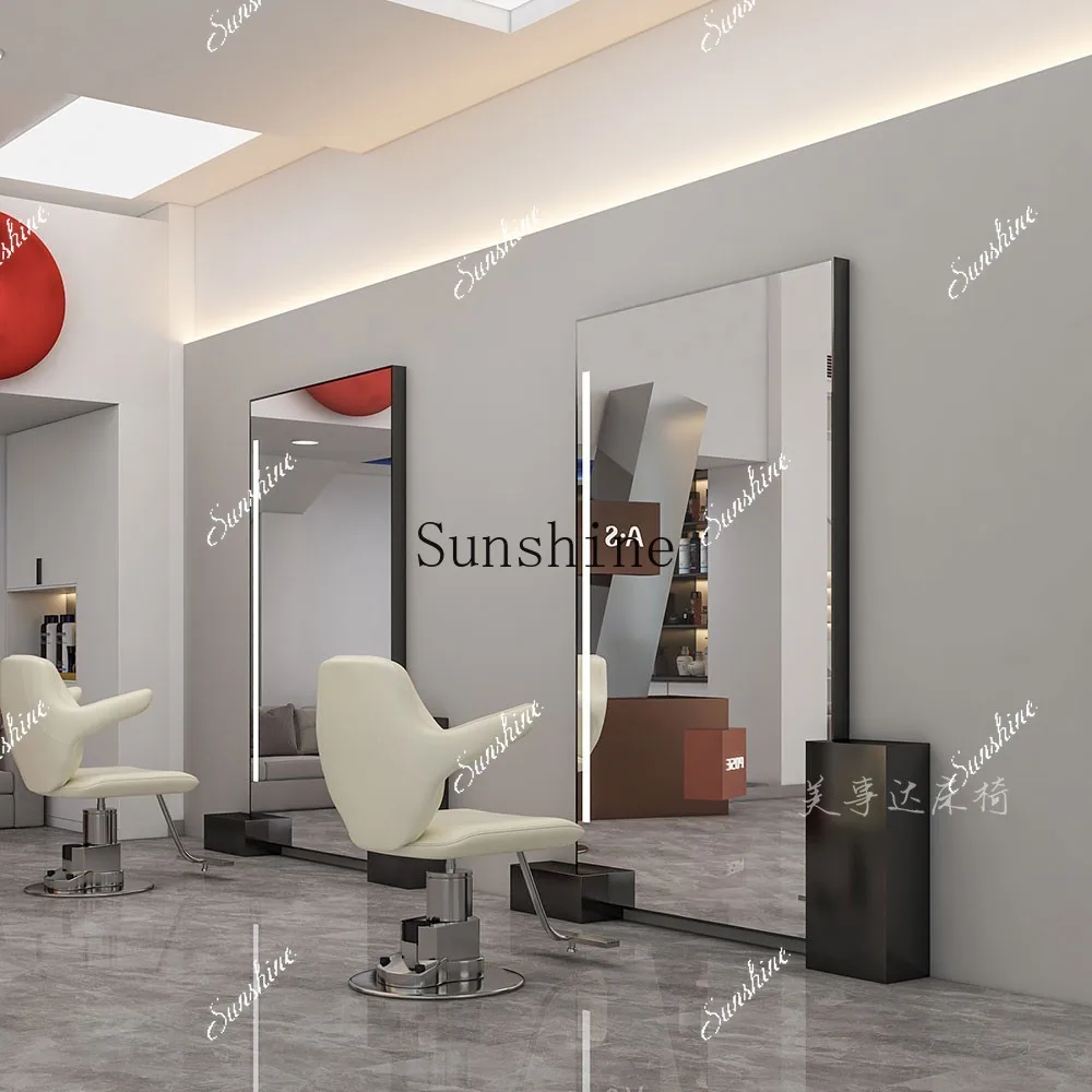 Stainless steel hair salon special hairdressing floor single double-sided mirror FT