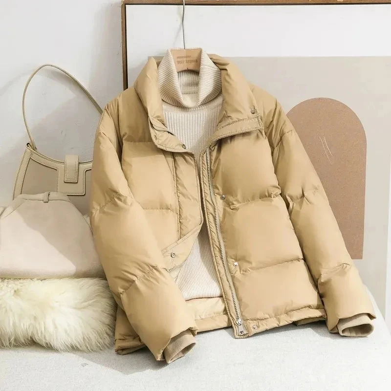 2024 New Winter Coat Women Down Cotton Jacket Lightweight Warm Loose Cotton Padded Jackets Casual Black Beige Outerwear Female