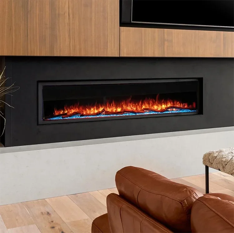 

New Modern Built-in Electric Heater 120v 220v Fireplace 3D Wall LED Flame Heater Insert Electric 72 Inch Fireplace Linear