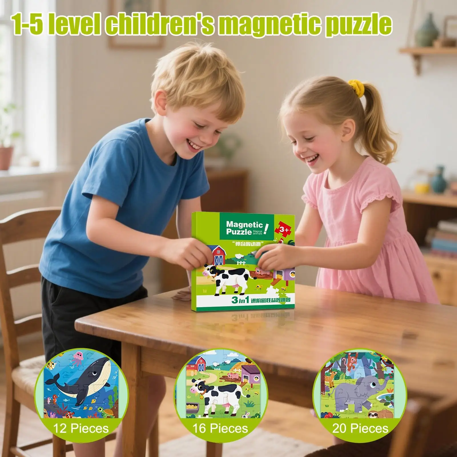 Magnetic Jigsaw Puzzle Educational Learning Magnetic Travel Puzzle Portable Parent Child Interaction Travel Toys Road Trip