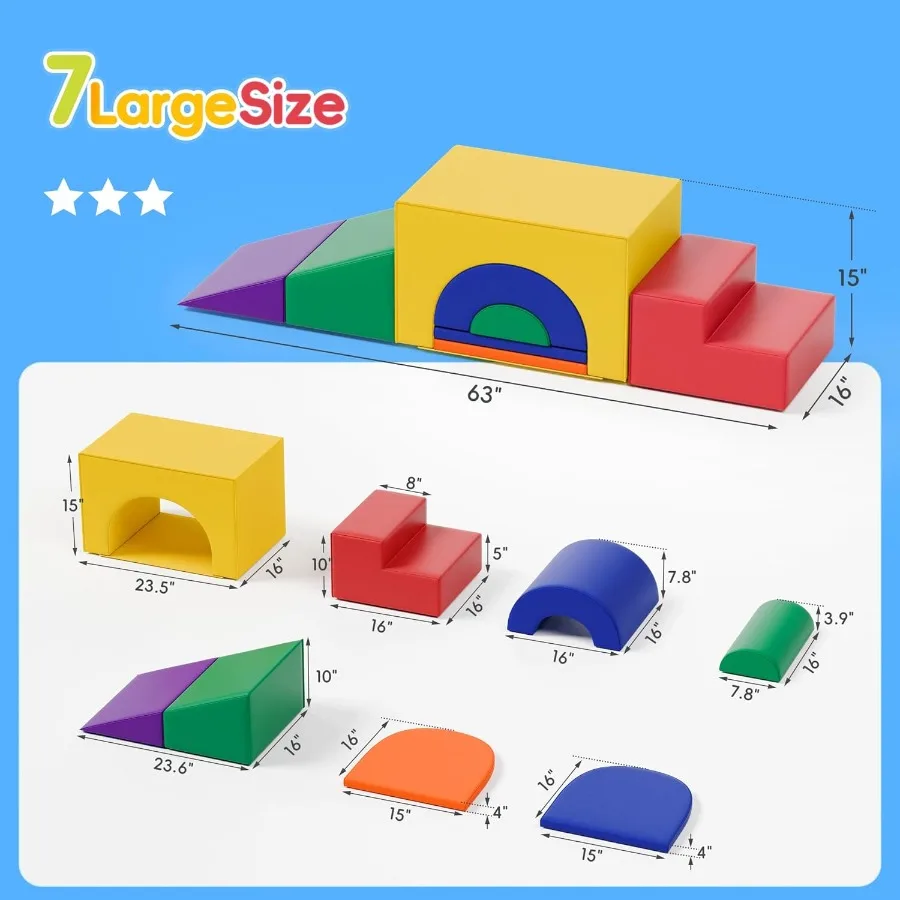 مجموعة مكعبات التسلق الرغوية الناعمة من TOLEAD ألعاب لعب ناعمة كبيرة 5 في 1 لزحف قوس التسلق المنزلق مثالية للحضانة وPresc #3