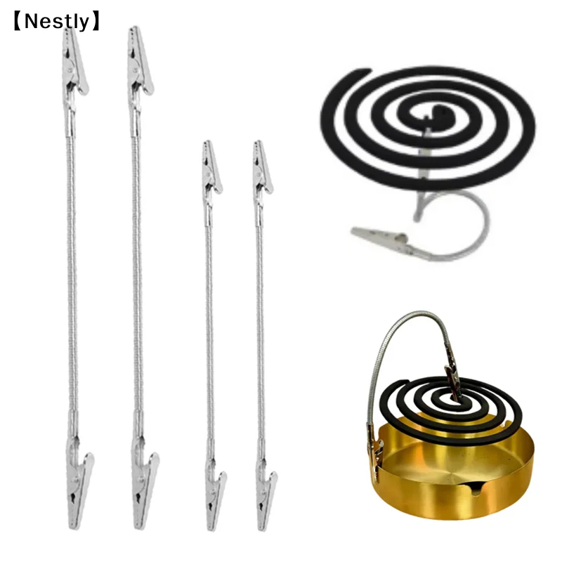 Mosquito Coil Clip Double-Headed Alligator Clip Mosquito Coil Extra Long Metal Thread Coil Holder Clip Stainless Steel〔Nest〕