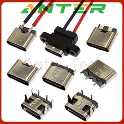 5Pcs Type-C 2Pin Horizontal 90 ° 180° Plug-in Board Quick Charging Type-C Female USB Female Plug-in Connector