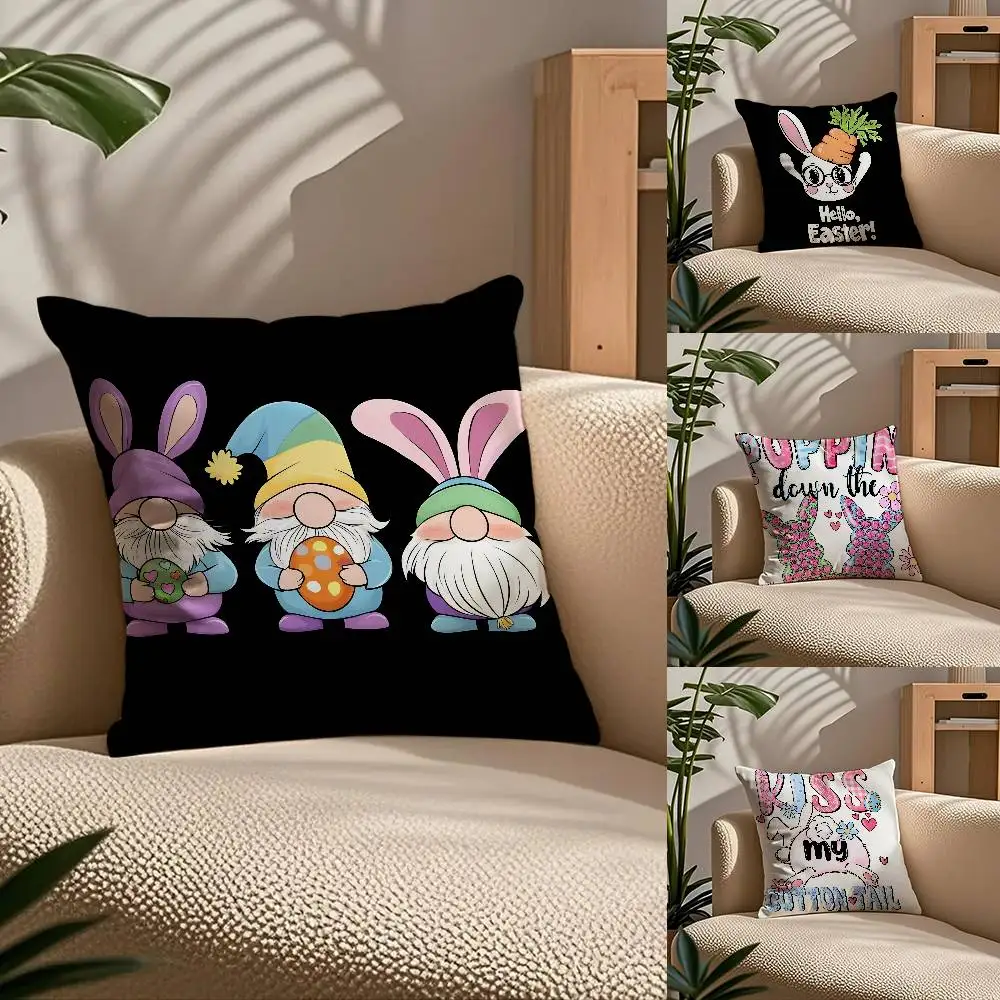 

Cute Cute Bunny Pattern Pillow Case Comfort Sofa Bed Silky elegant Invisible zipper Custom Decorative cushion cover