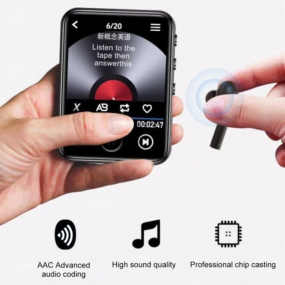 MP3 MP4 Player Lossless Music Player Full Touch Screen Bluetooth-Compatible Voice Recorder with Speaker FM/E-book/Recorder