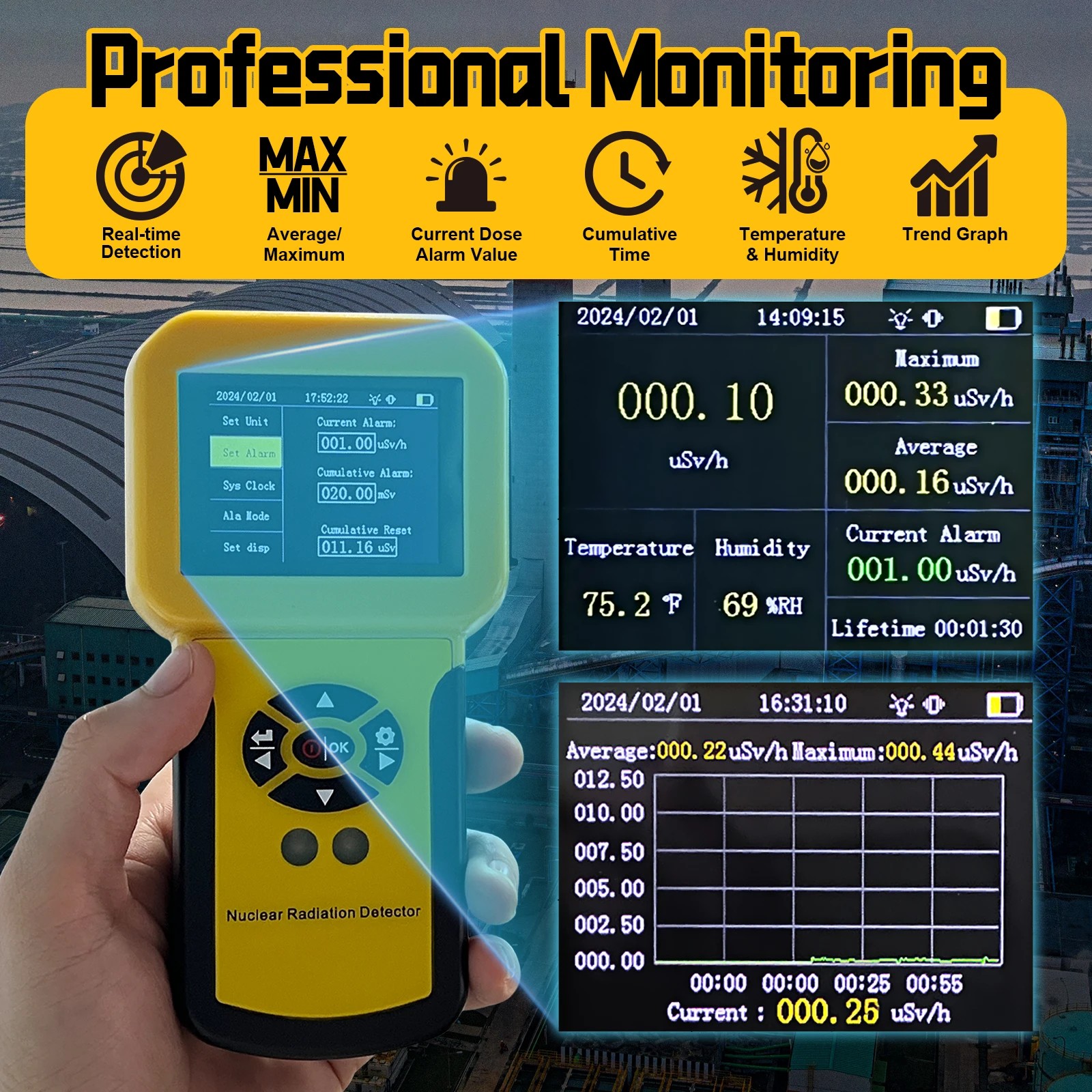 

Geiger Counter Nuclear Radiation Detector Personal Dosimeter B, X-Ray Gamma with Alarm