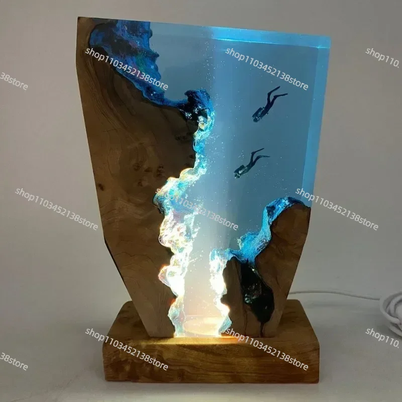 Diver Ornament Scuba Diving Deep Sea Exploration Wooden Freediving Unique Decorative
