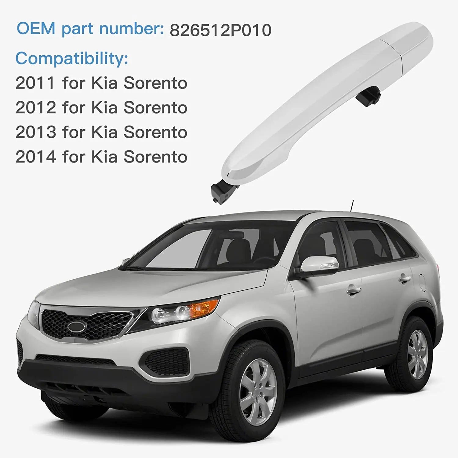 Door Handle Exterior Outside Outer Rear Passenger Side for 2011-2014 for Kia Sorento 82651-2P010 83662-2P010