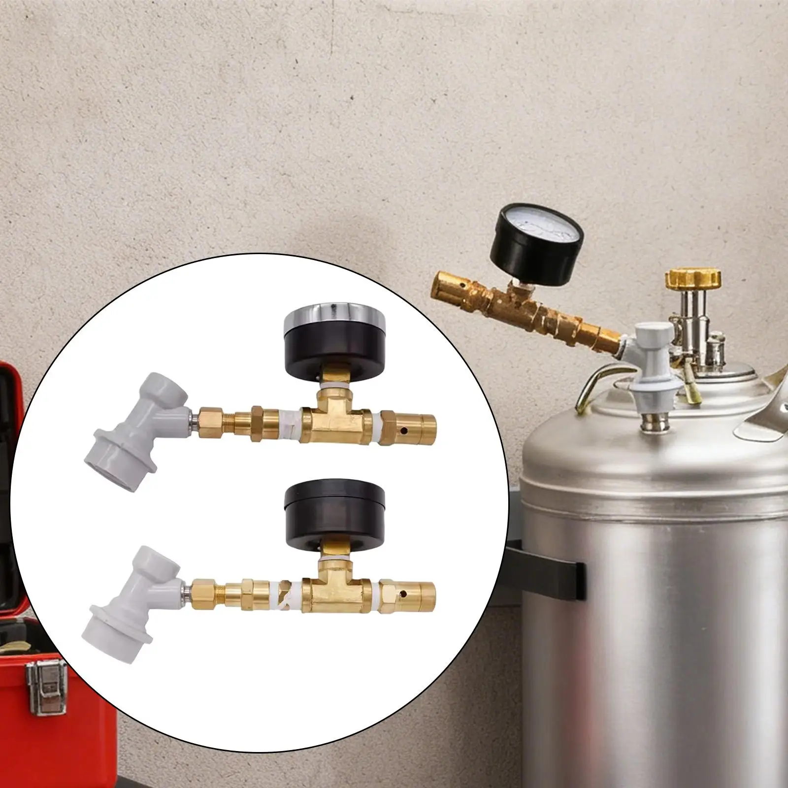 Metal Bee Brew Valve Adjustable Homebrew Spunding Valve with Gauge Keg Ball Lock for Pressurized Fermentation System