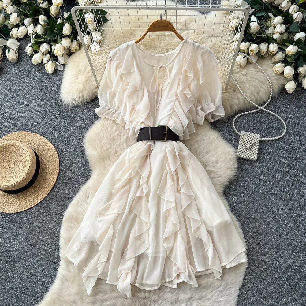 

Cake Dress Women Short Dresses A Line Vestidos Y2k Streetwear Ruffles Tight Waist Elegant Splice Party Night Work 2026 Summer