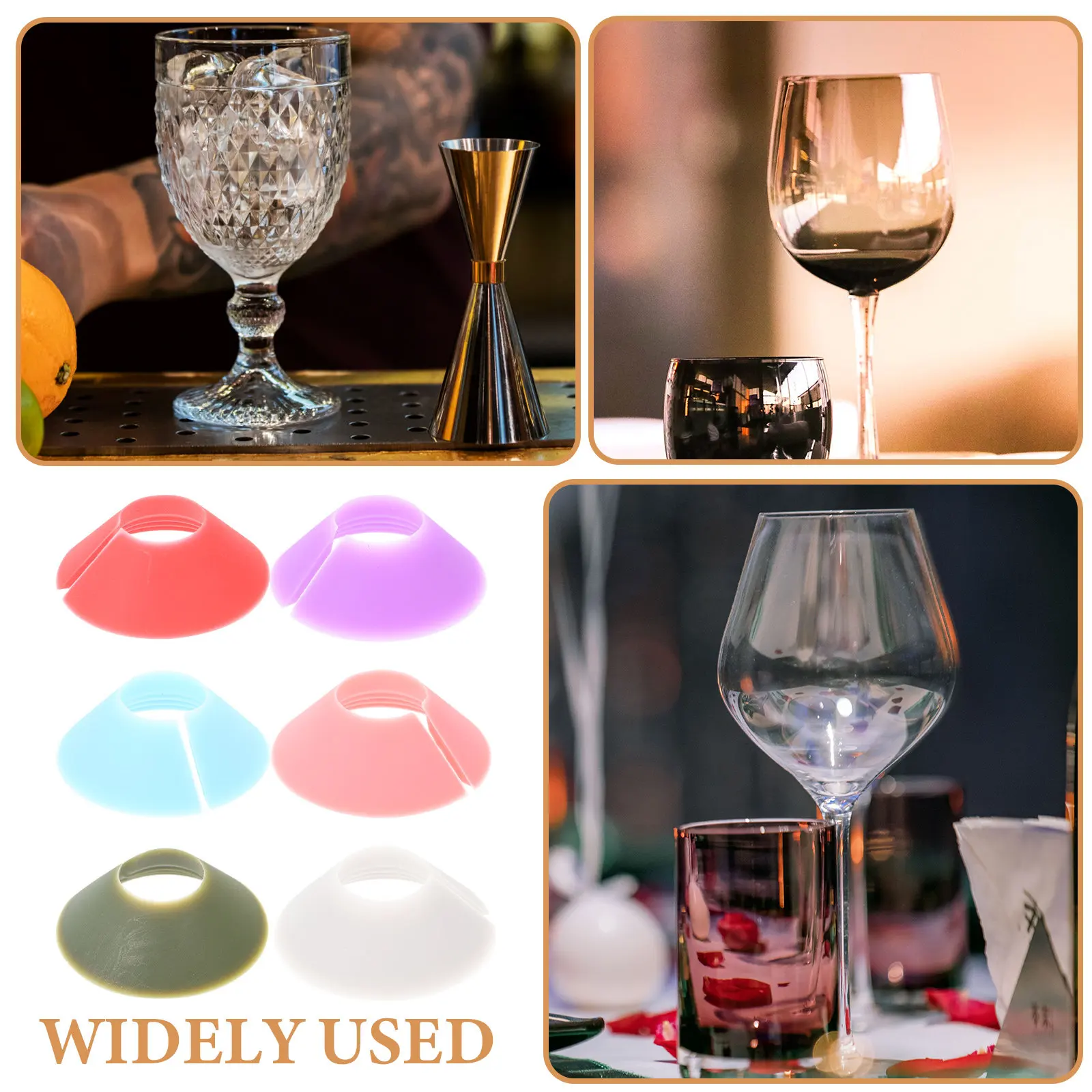 Silicone Wine Glass Markers 6 Pack Colorful Fruit Shape Reusable Drink Charms Party Cup Identifiers