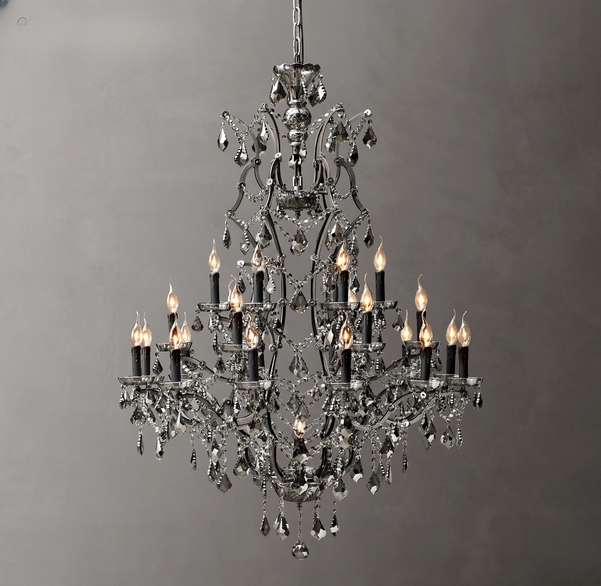 

Crystal Chandeliers Modern LED Candle Black Rustic Hanging Lamps Lustre Bedroom Living Room Pendant Lights