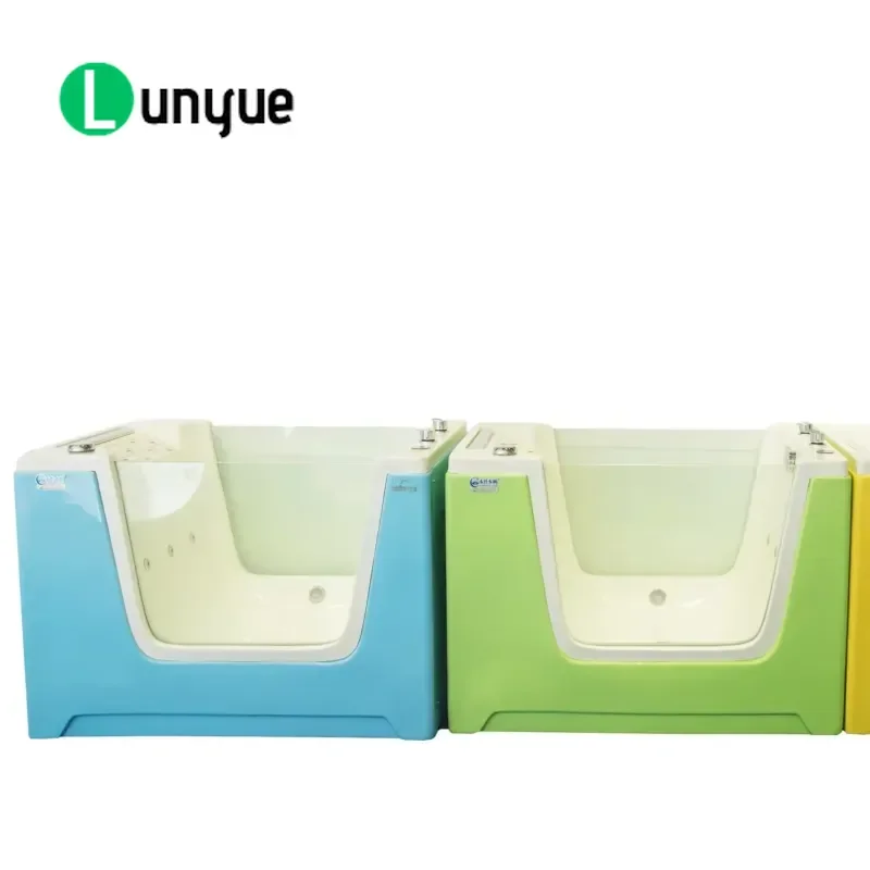 Modern Freestanding Rectangular Pet Bath Dog Spa Tub with Air Massage Drain for Apartment Grooming Portable Easy Clean
