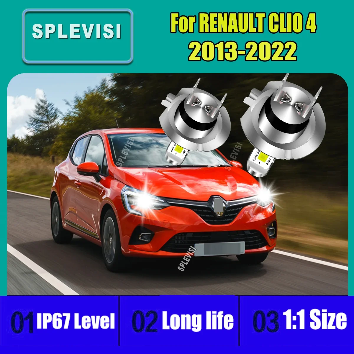 H7 LED Headlight Low Beam 6000K White Light CSP3570 Wireless For RENAULT CLIO 4 2013 2014 2015 2016 2017 2018 2019 2020-2022