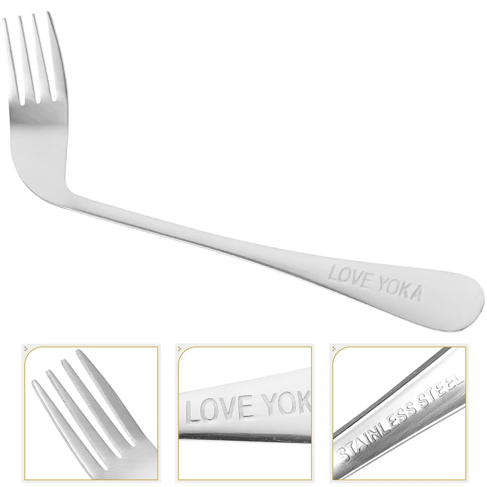 

2pcs Stainless Steel Angled Forks Ergonomic Curved Design Easy-Use Tableware Lightweight Durable Comfort Handle Elderly Disabled