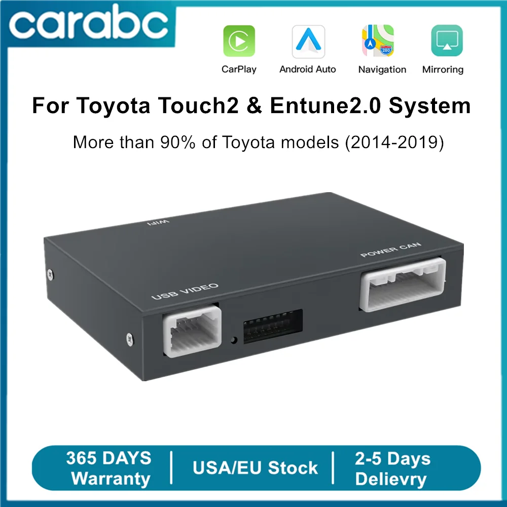 CARABC Wireless Carplay Android Auto pour TOYOTA RAV4 Corolla Tacoma Camry CHR Tundra Highlander Prius 4Runner Yaris Module