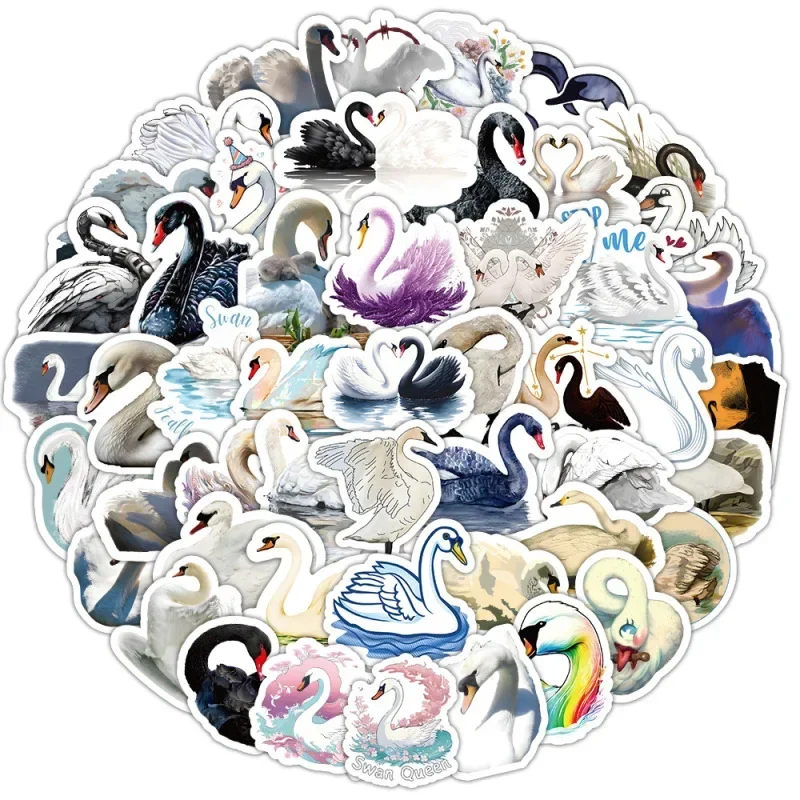 10/50/100Pcs Cartoon Swan Stickers Beautiful Cygnus Cute Animal Graffiti Waterproof Sticker